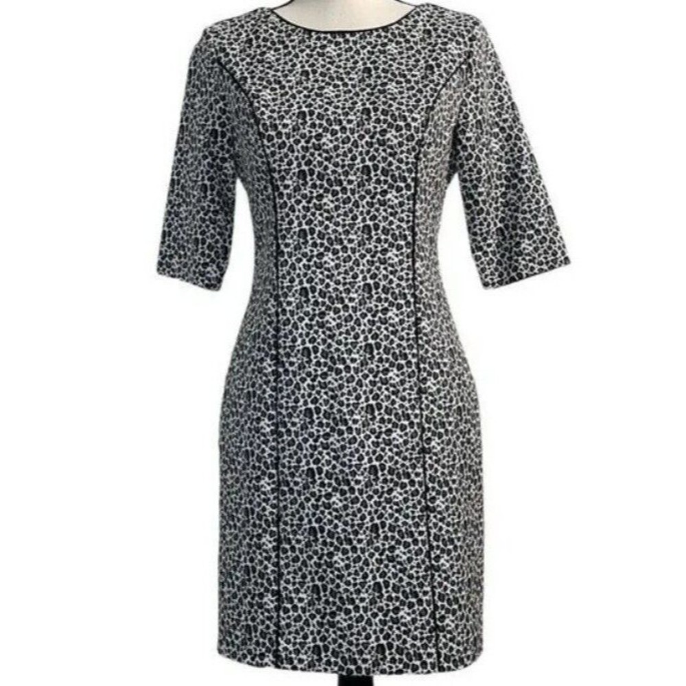 Banana Republic Leopard Print Career 3/4 Sleeve Sheath Dress Size 00 Petite